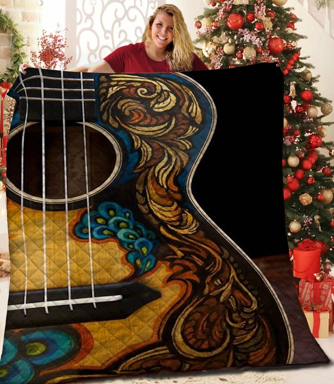 Personalized Guitar Bedding Set Custom Name & Sentences Available