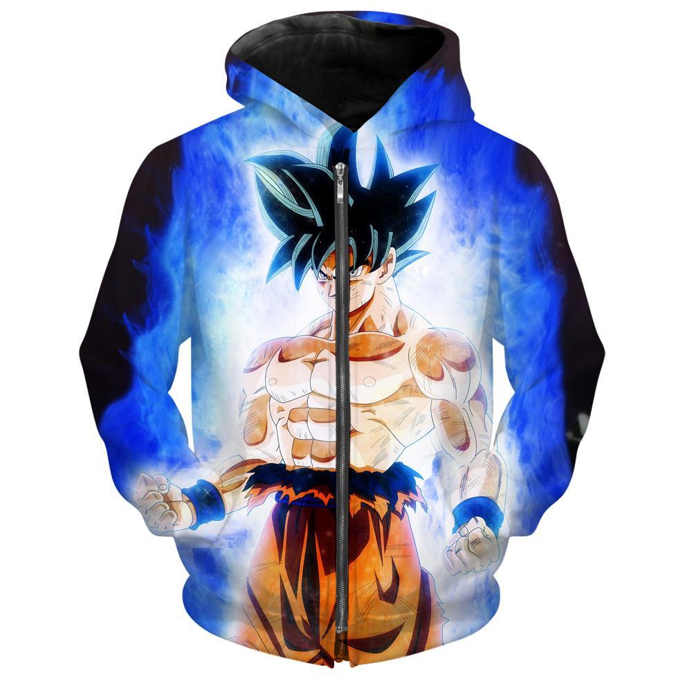 Ultra Instinct Goku Zip Up Dragon Ball Supers Hoodie 3D Dingeas