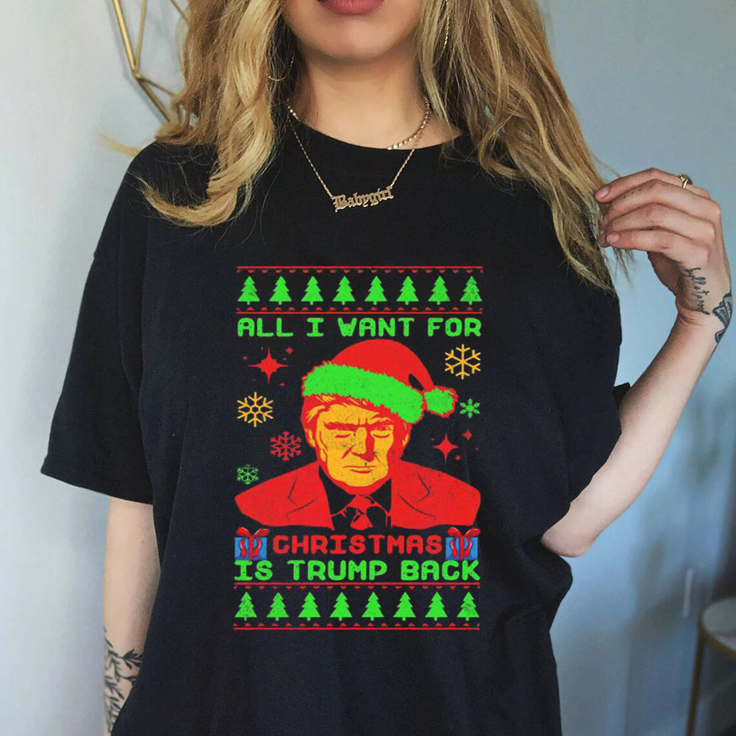 All I Want For Christmas Is Trump Back Ugly Christmas Sweatshirt - Perfect Fan Gift