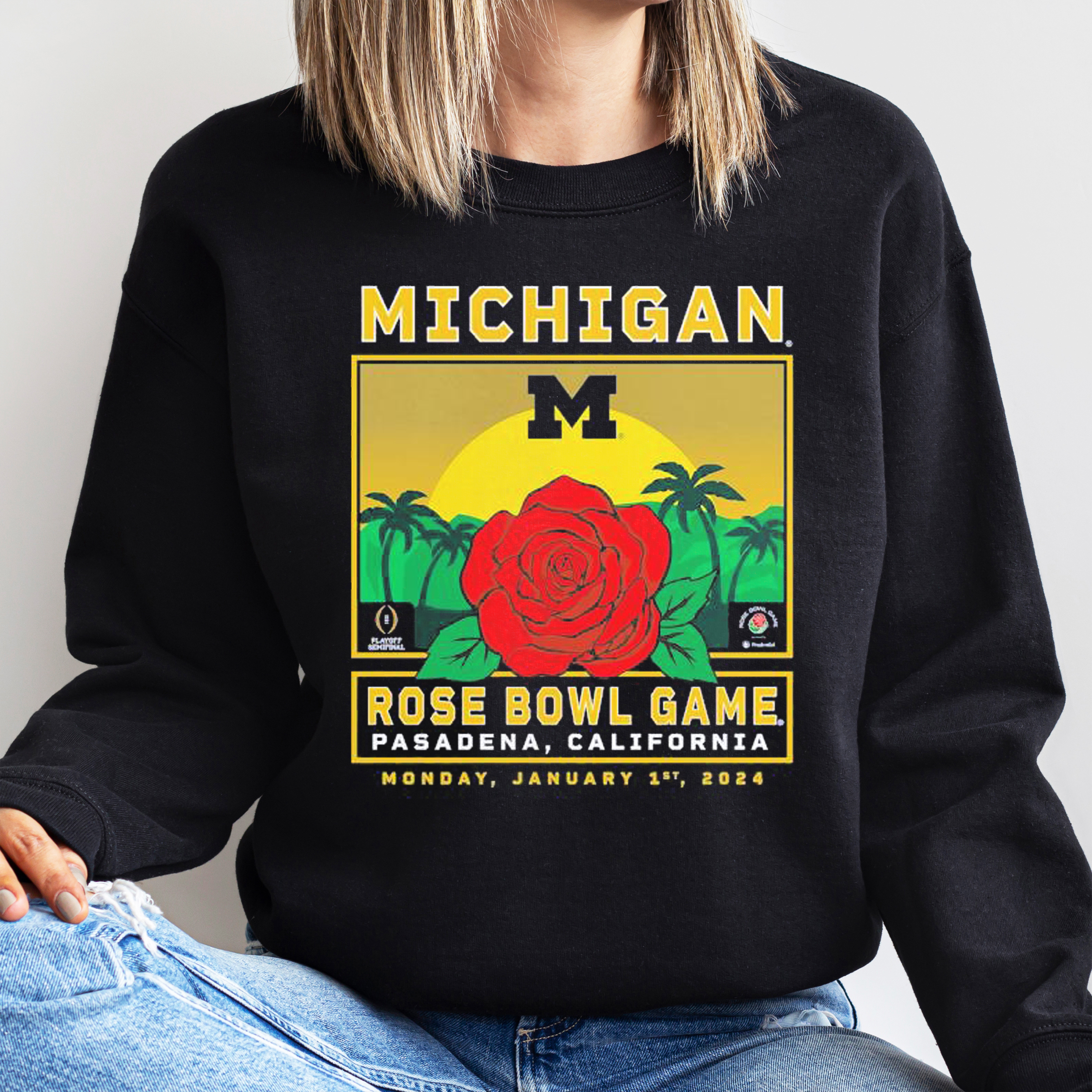 Vintage Style Michigan Wolverines College Football Playoff 2024 Rose Bowl T-shirt - Perfect Fan Gift