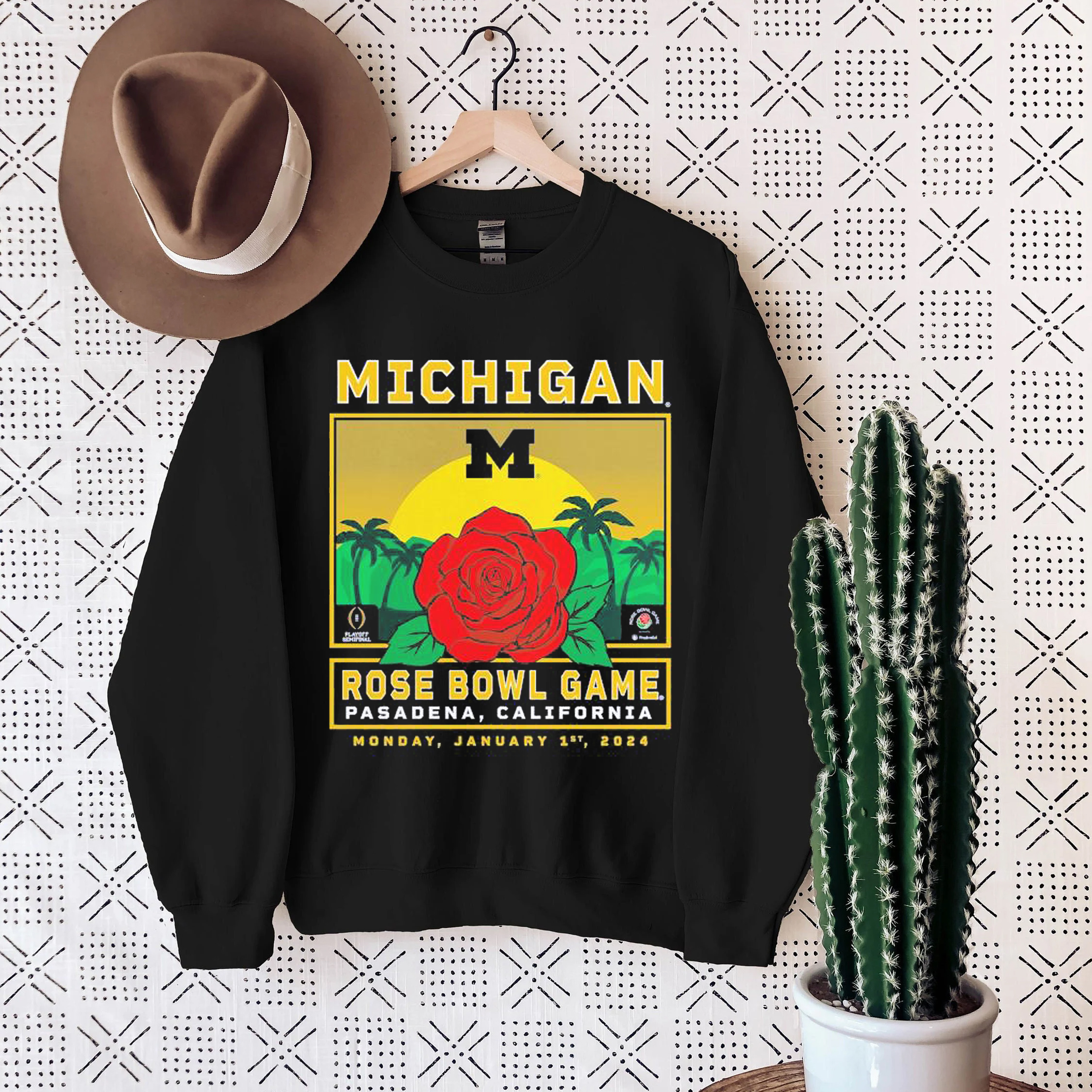 Vintage Style Michigan Wolverines College Football Playoff 2024 Rose Bowl T-shirt - Perfect Fan Gift