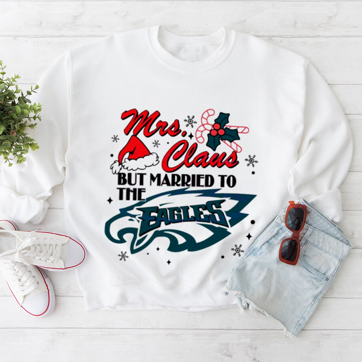 Mrs Claus But Married to The Eagles Hoodie - Ideal Fan Gift