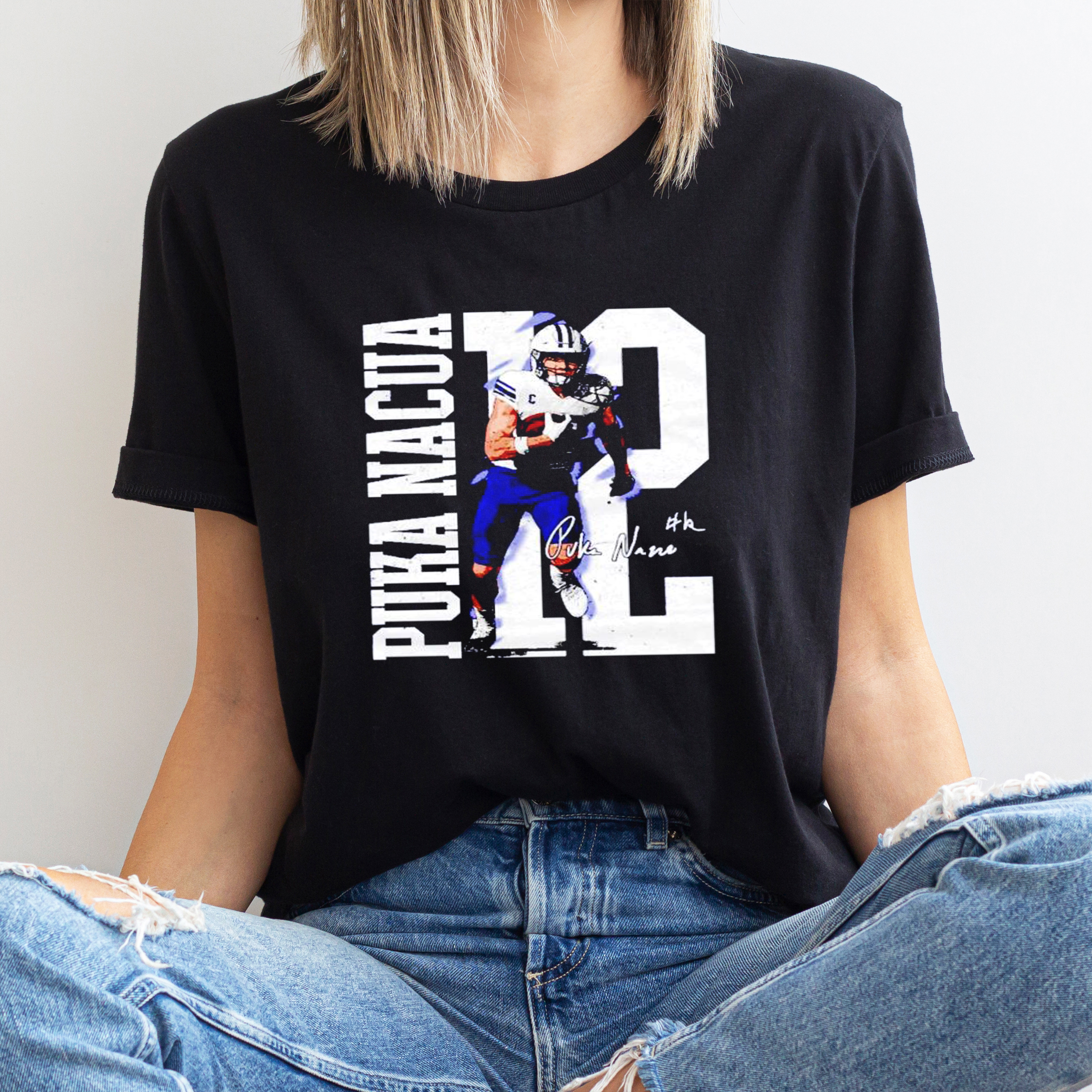 Puka Nacua Number 12 Signature Stretch T-Shirt - Perfect for Fan