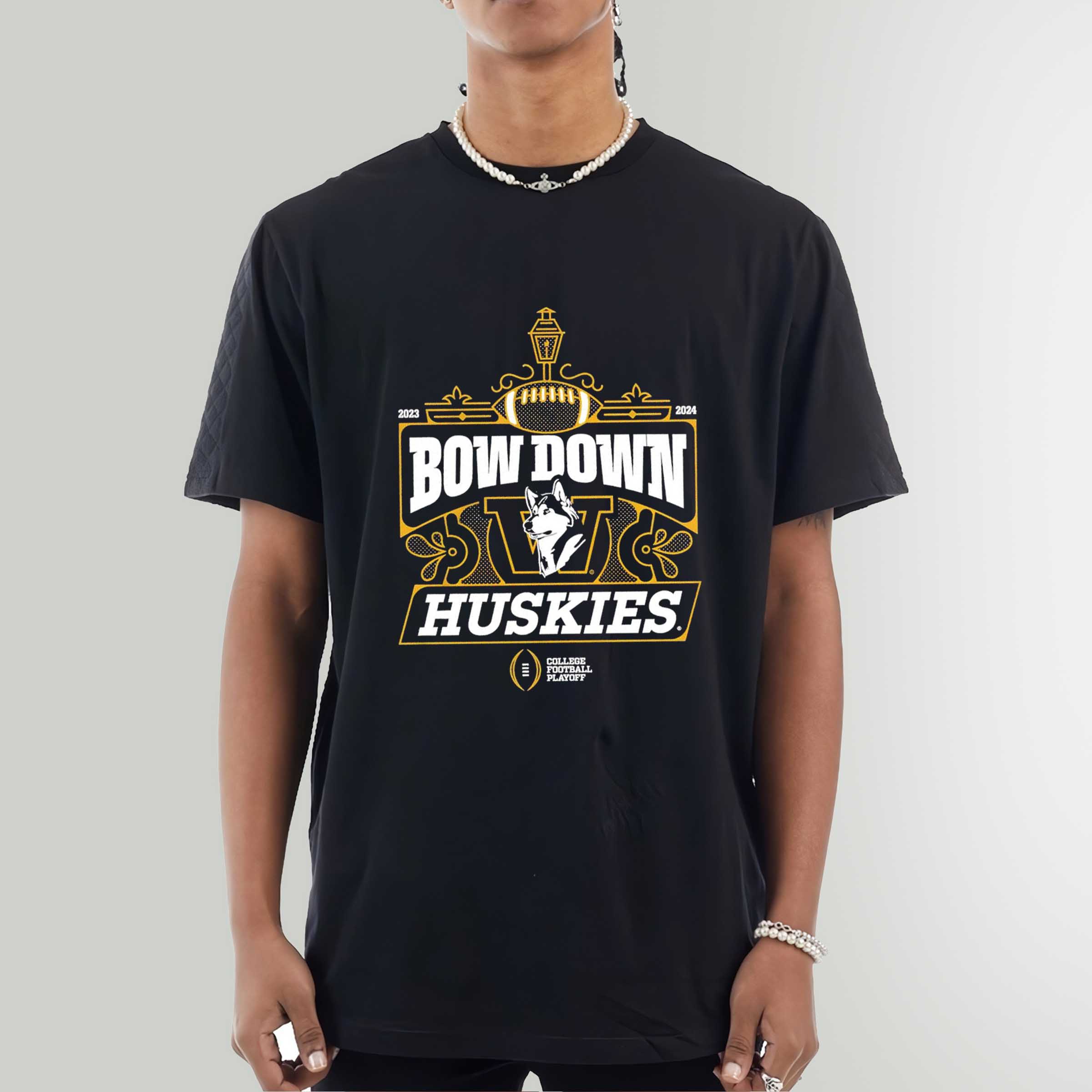 Washington Huskies 2023 2024 Bow Down Huskies College Football Playoff Logo T-Shirt - Perfect for Fan