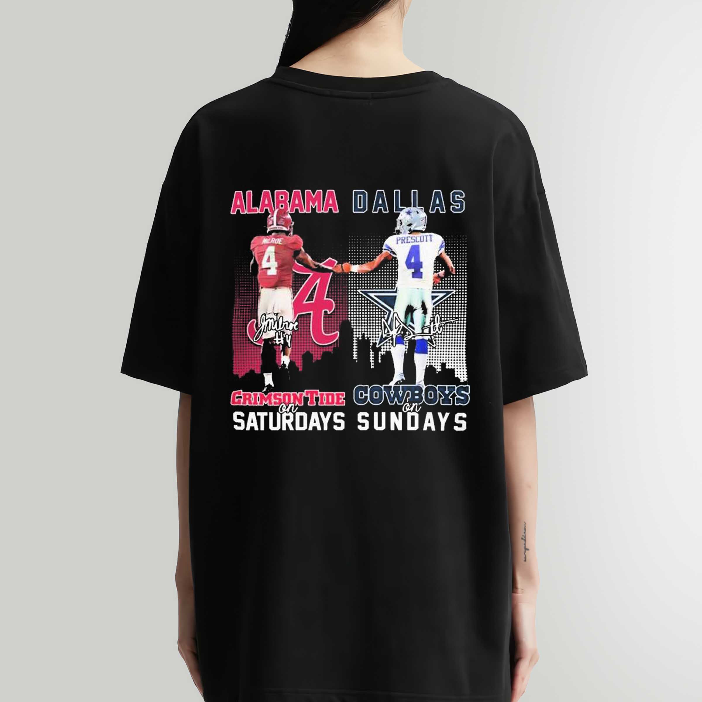 Jalen Milroe Alabama Crimson Tide On Saturdays Dak Prescott Dallas Cowboys On Sundays Signatures T-Shirt - Perfect for Fan